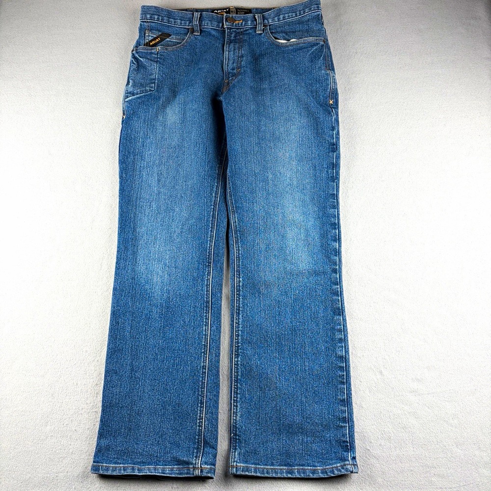 Ariat Rebar M4 Relaxed Boot Cut Jeans Men's 34x32 Stretch Work Denim